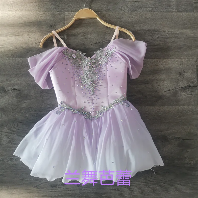 

Exquisite Custom Size Kids Girls Performance Wear Modern Ballet Ombre Purple Cupid Lyrical Chiffon Dance Dress
