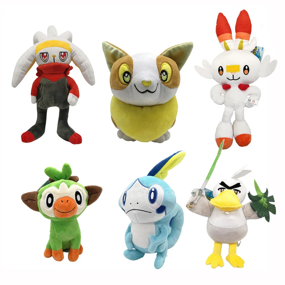 

TAKARA TOMY Scorbunny Plush Toys Doll Pokemon Sobble Grookey Yamper Raboot Stuffed Animals Plush Dolls Gifts For Kids