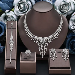 4pcs Bridal Zirconia Full Jewelry Sets For Women Party Luxury Dubai Nigeria CZ Crystal Wedding Jewelry Sets