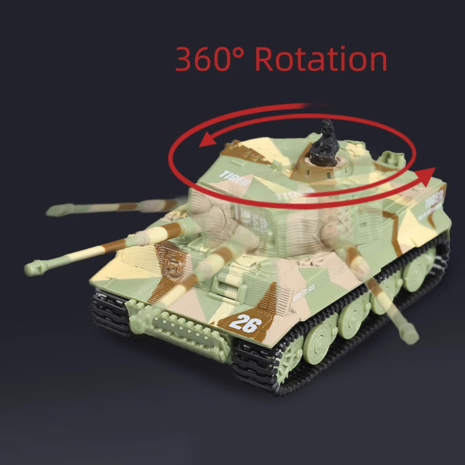 Remote Control Tank 1:72 Mini Remote Control Tank Model 360&deg;Rotation Portable with Sound Effects for Children