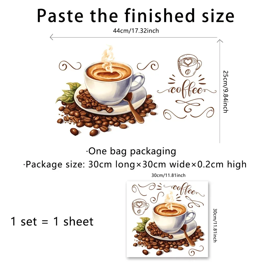 Coffee Cup Wall Stickers Vinyl Self-adhesive Cafe Background Art Decals Pub Decals Kitchen Home Decoration