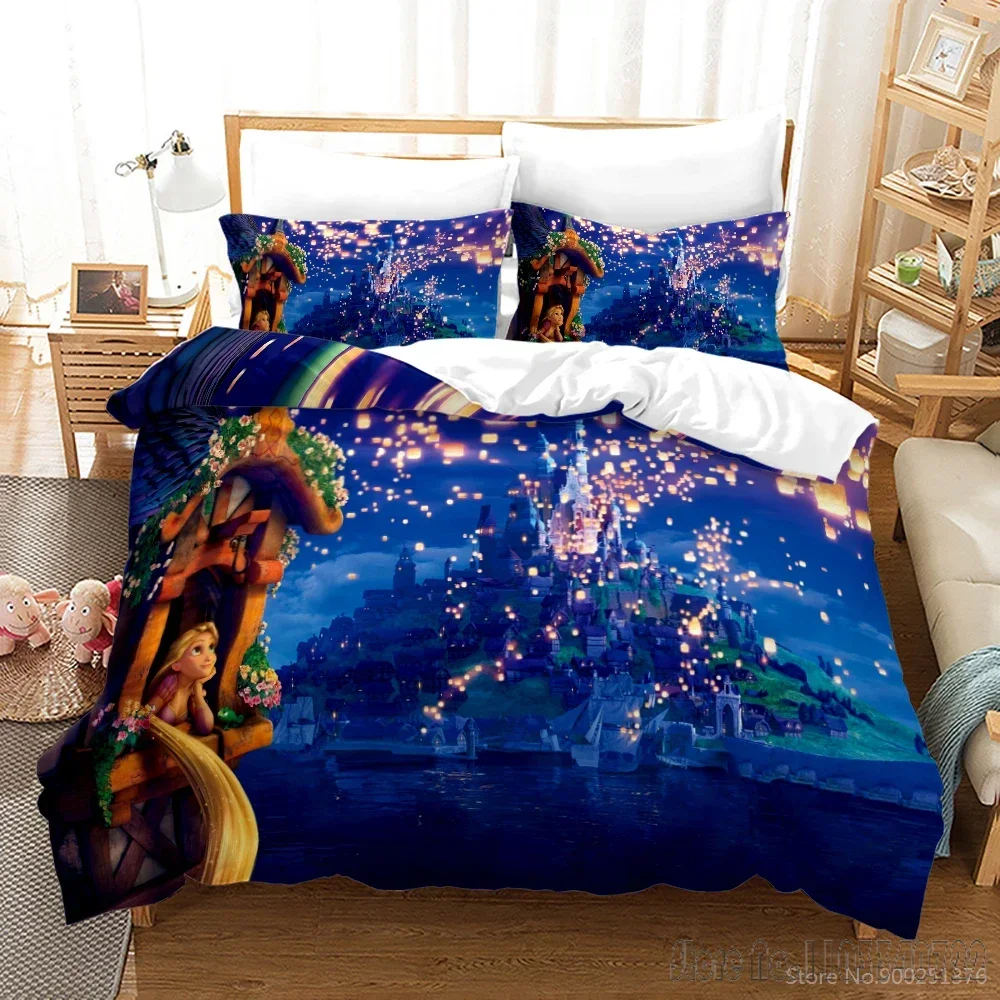 Rapunzel Princess Castle Love Child Duvet Cover Set HD Comforter Cover Bedclothes for Kids Bedding Sets Bedroom Decor 4