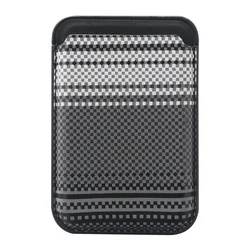 Enhanced Carbon Fiber Leather Magnetic Wallet Card Holder with Photo Pocket Cover (Black)