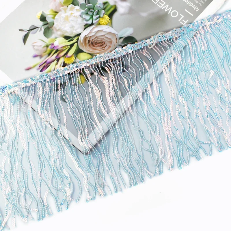 Description Picture 5 of itemMeetee 1-5Yards 17cm Sequin Laser Tassel Fringe Curtain Dress Edging Tassels Lace Decorative Trimmings Home Sewing Accessories