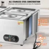 110V 4-Pan Food Warmer, 1200W Electric Steam Table 15cm/6inch Deep, Professional Stainless Steel Buffet Bain Marie 48 Quart 5