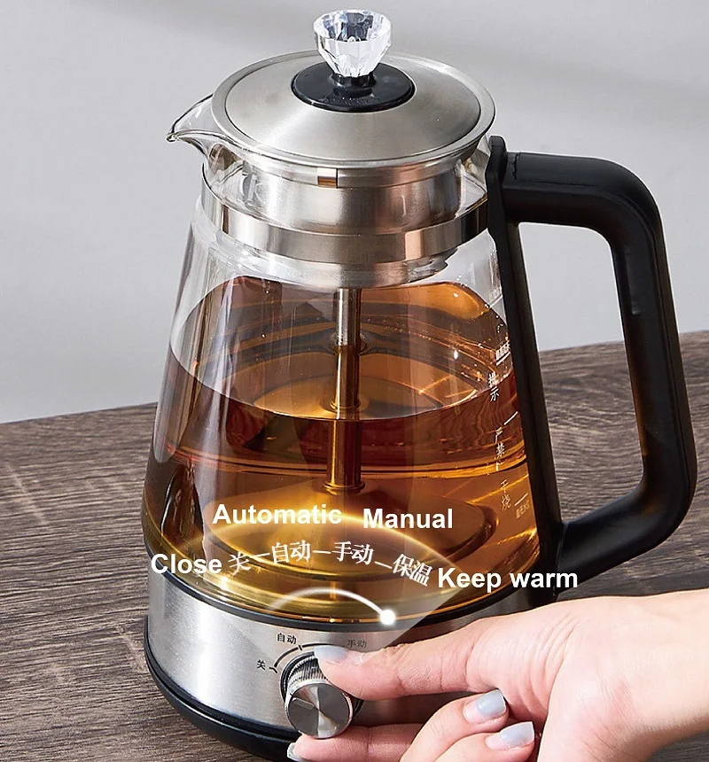 600W Electric Teapot Mini Tea Maker Home Electric Kettle Office Multifunctional Glass Steam Flower Teapot Auto Keep Warm 1.2L 3