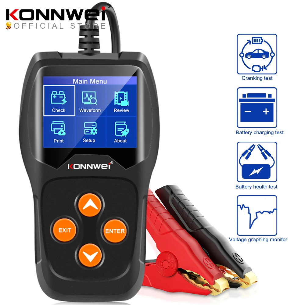 KONNWEI KW600 Car Battery Tester 12V 100 to 2000CCA 12 Volts Battery Tools for the Car Quick Cranking Charging Diagnostic