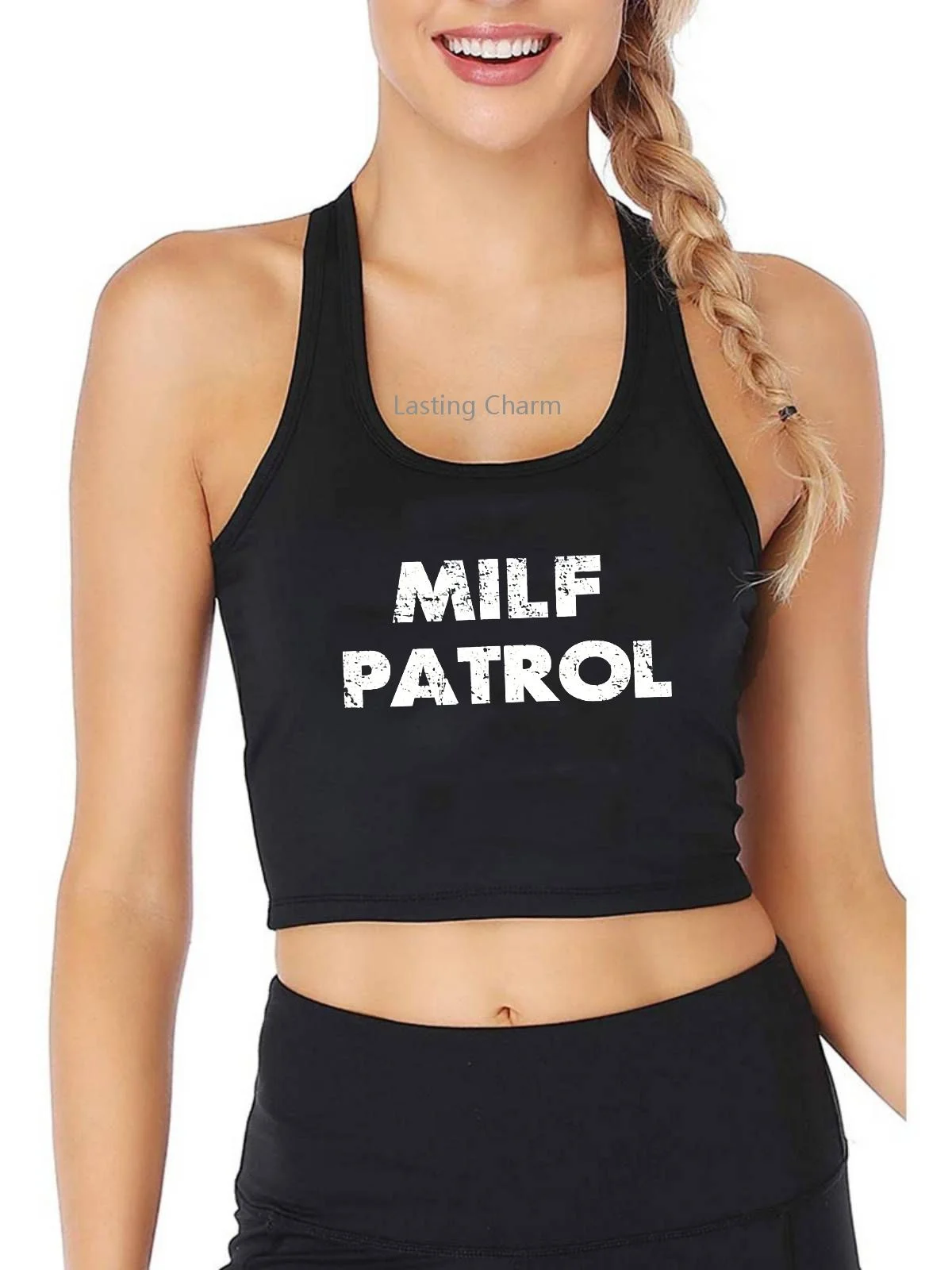 

Adult Humor Milf Patrol Offensive Gag Gift Tank Top Women's Breathable Slim Fit Yoga Sports Training Crop Tops Gym Vest