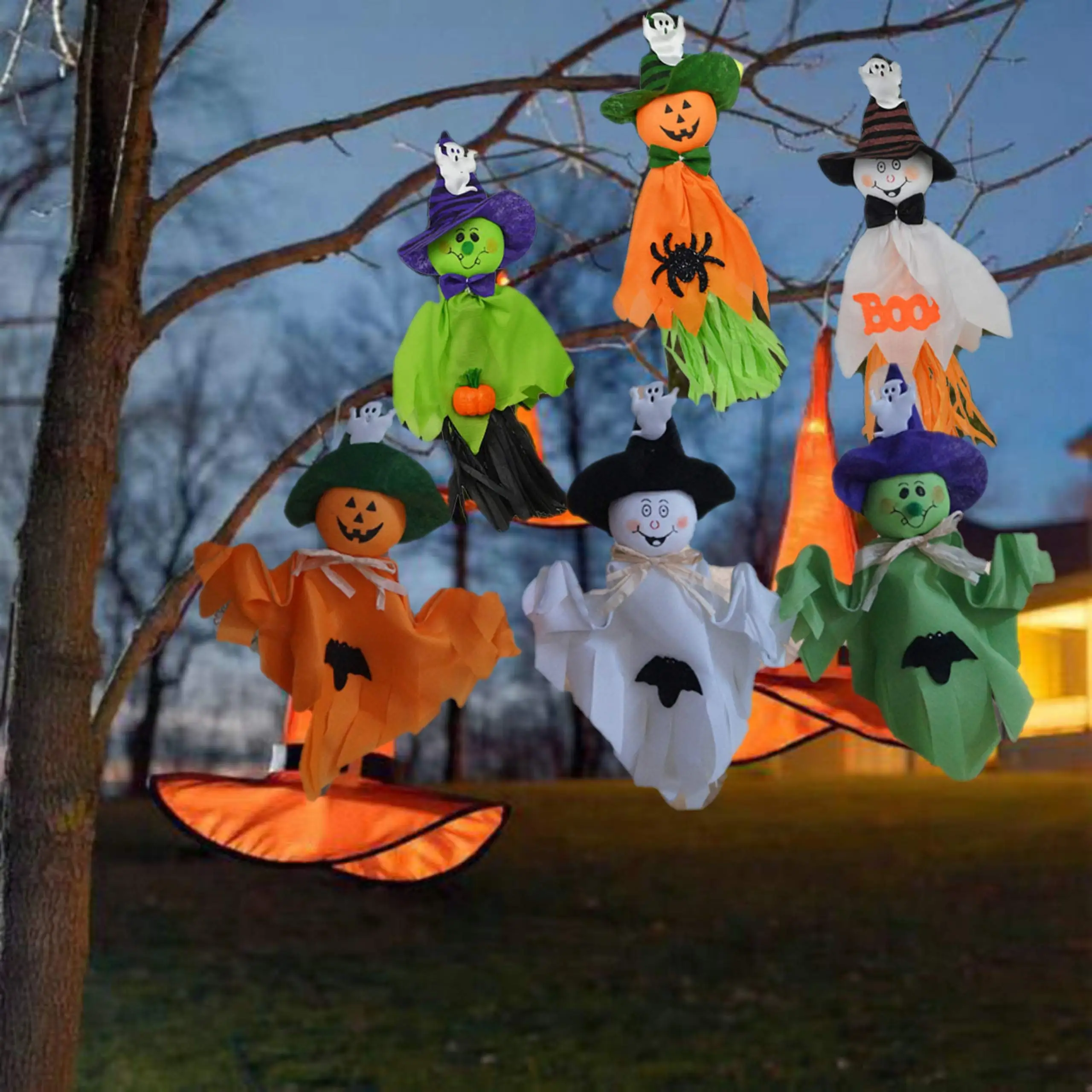 

Halloween hanging Decor Hanging Ghost Pumpkin Ghost scarecrow decor for Halloween Tree Decor Haunted House Halloween decorations