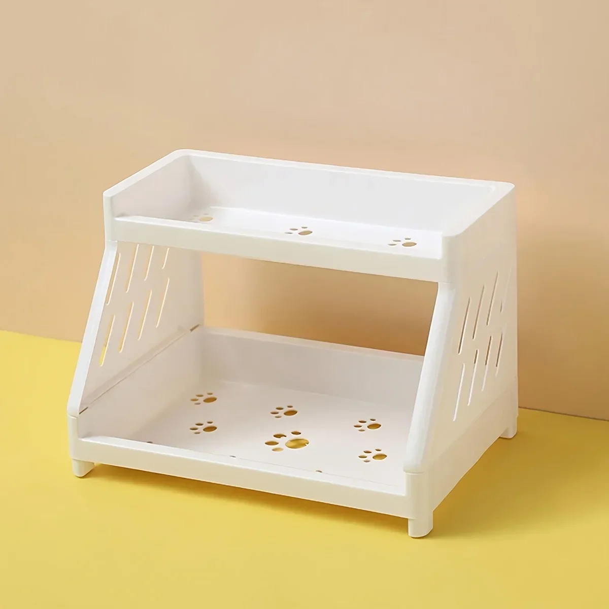 White Double Tier Desktop Storage