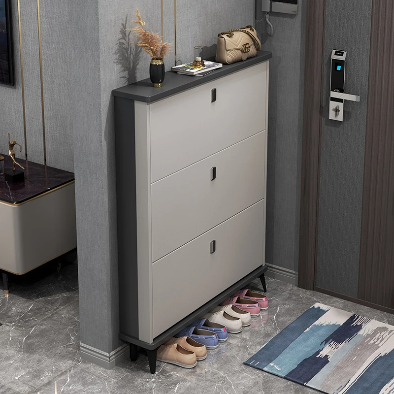 

Italian ultra-thin shoe cabinet, home doorway,large capacity tipping bucket entryway cabinet, integrated storage shoe rack