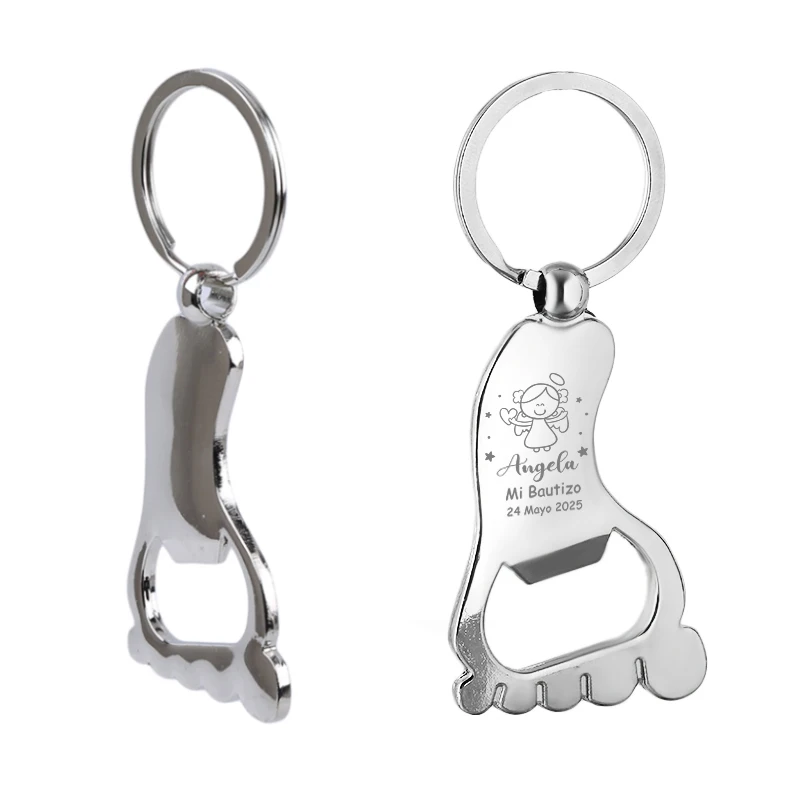 Baptism gifts for guests christening favors personalized foot shaped keychain bottle openers baby shower souvenirs beer bottle opener keychains