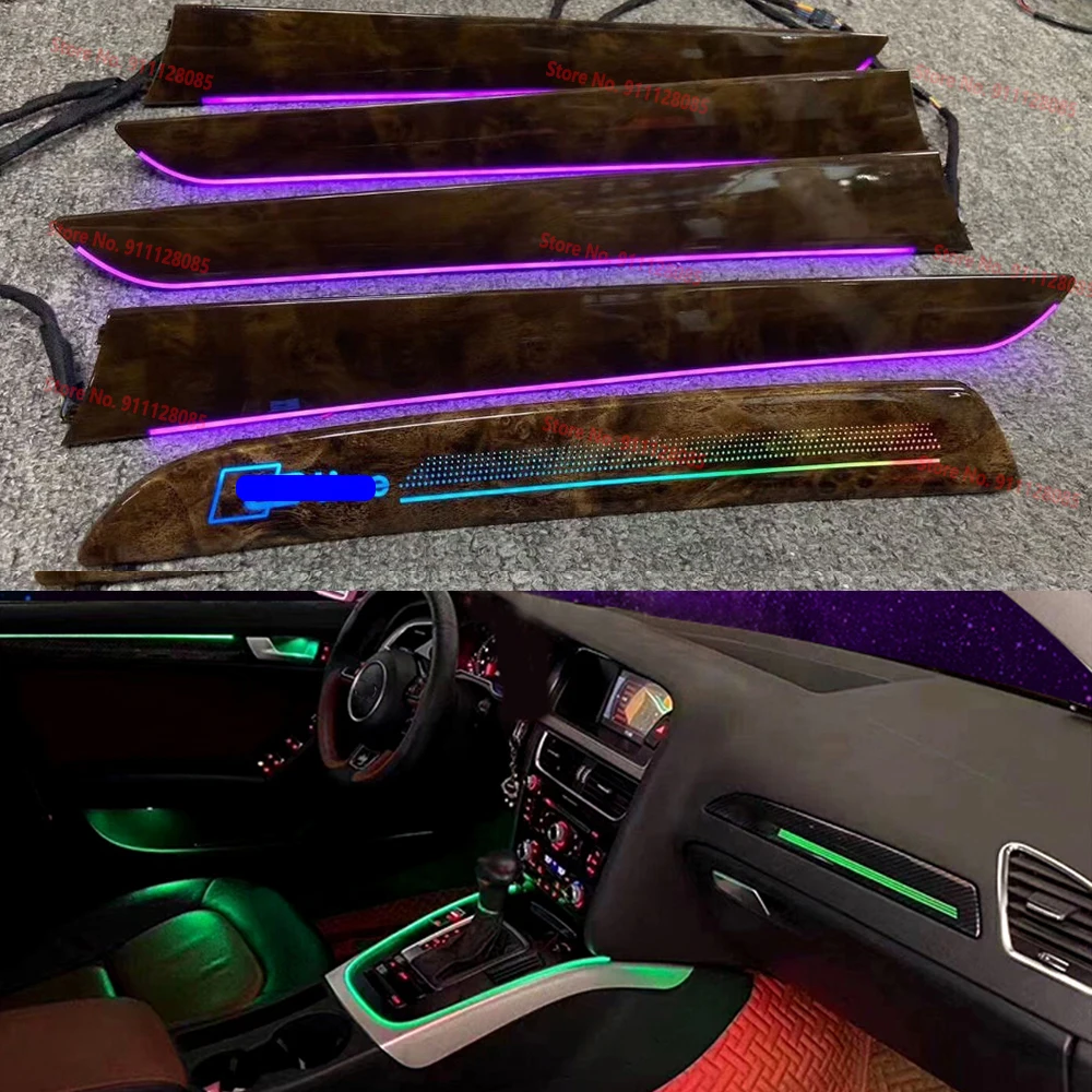 

Светодиодный светильник для Audi A4 B8 Q5 A5 2009-2017, декоративная лампа, дверная панель, декоративная лампа, неосветильник углеродный свет