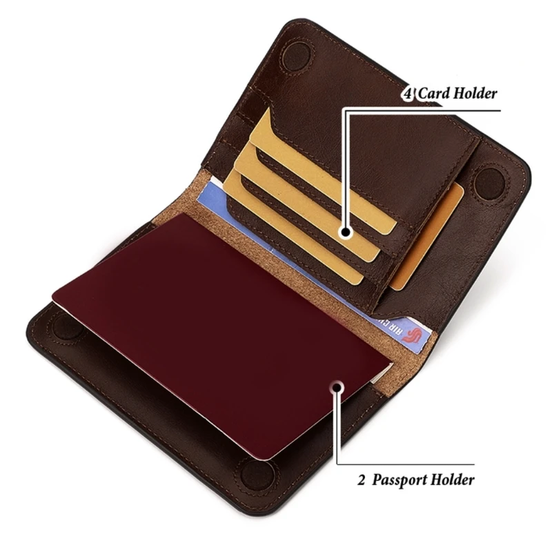 Stylish Passport Holder Durable Wallet Leather Credit Back Card for Business and Vacation