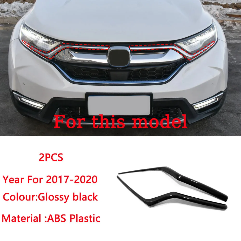 Chrome Headlight Grille Trim Molding For 2017-2019 Honda CR-V - Pair (Left+Right)
