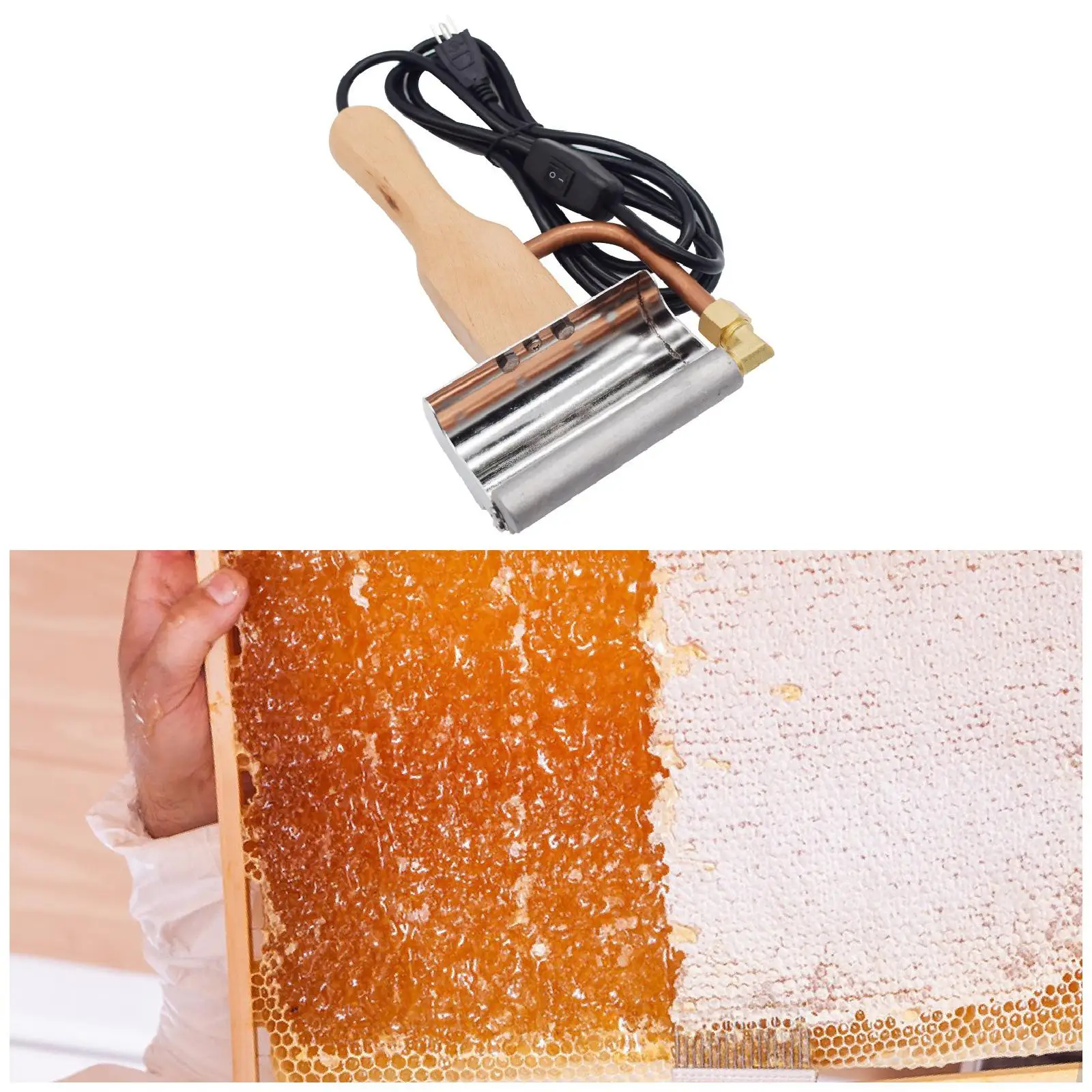 

Electric Honey Uncapping Knife with Wood Handle Beekeeping Tools US Adapter Bee Knife Scraper Bee Extractor for Honey Combs