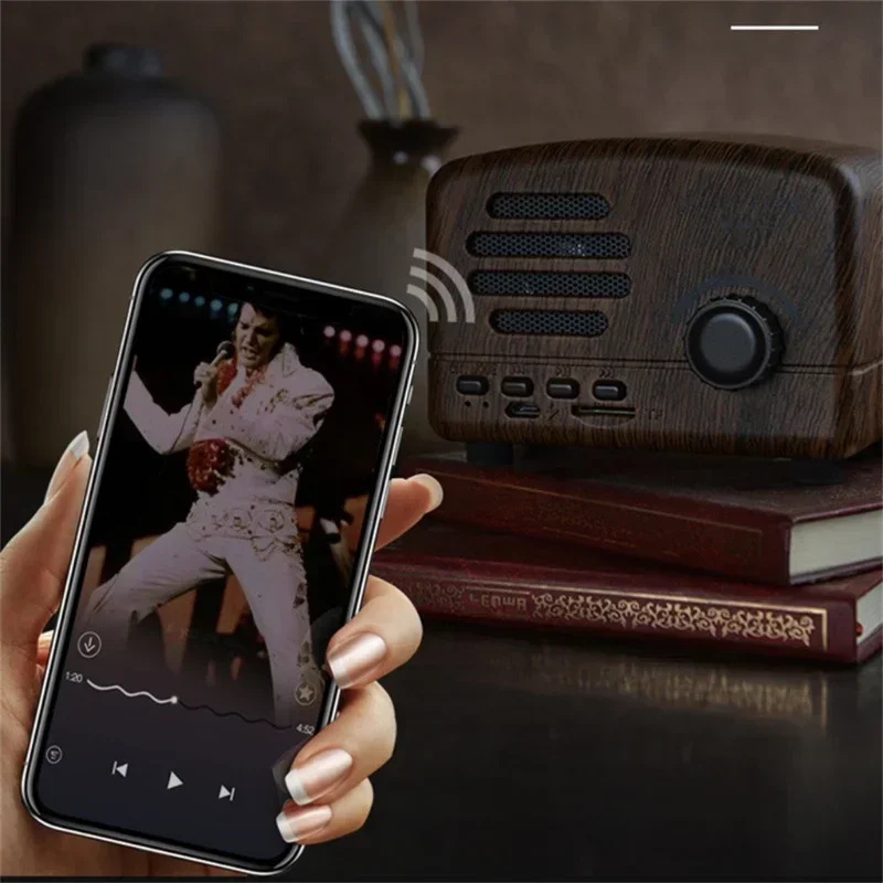 BT01 Retro Bluetooth5.0 Speaker Wooden Old Fashioned Classic Style Strong Bass Enhancement Loud Volume Sound Box With FM Radio 5