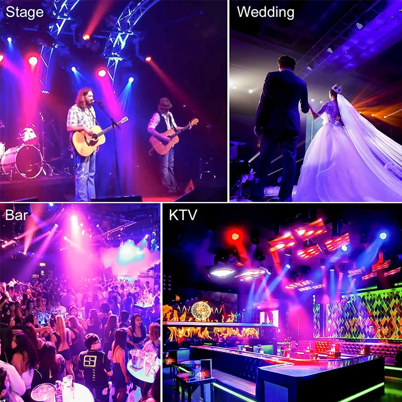 2Pcs Stage LED RGB Mini Par Light With Remote Control Sound Activated For DJ Disco Party Wedding Birthday Dance Stage Lighting