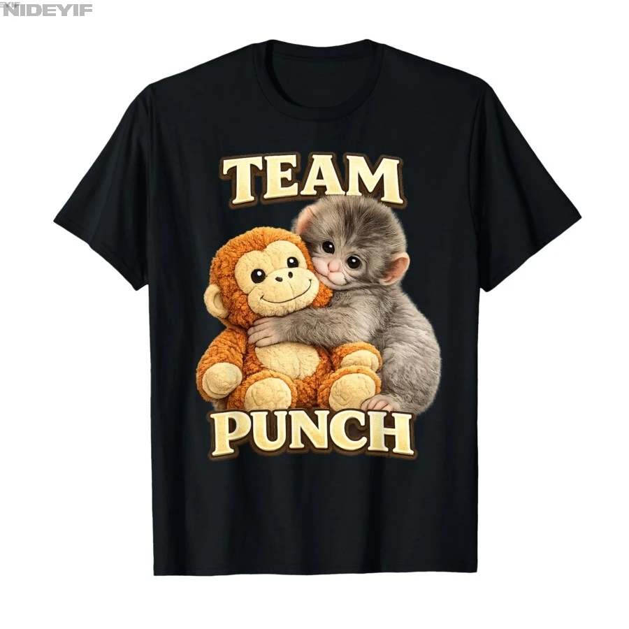 Cute Monkey Punch Panchi Kun Japan Baby Team Meme T-Shirt - 100% Cotton Short Sleeve Top
