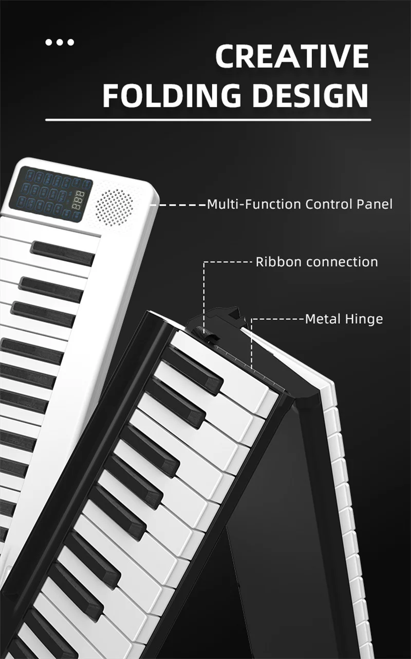 Portable 88 Keys Foldable Piano Digital Piano Multifunctional Electronic Keyboard for Student Musical Instrument