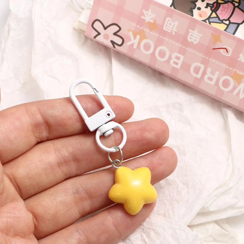 Cute Stars Yellow Pink Stars Keychain Chubby Soft Chubby Milk Yellow Star Keychain Pentagram Yellow/Pink Home Decoration