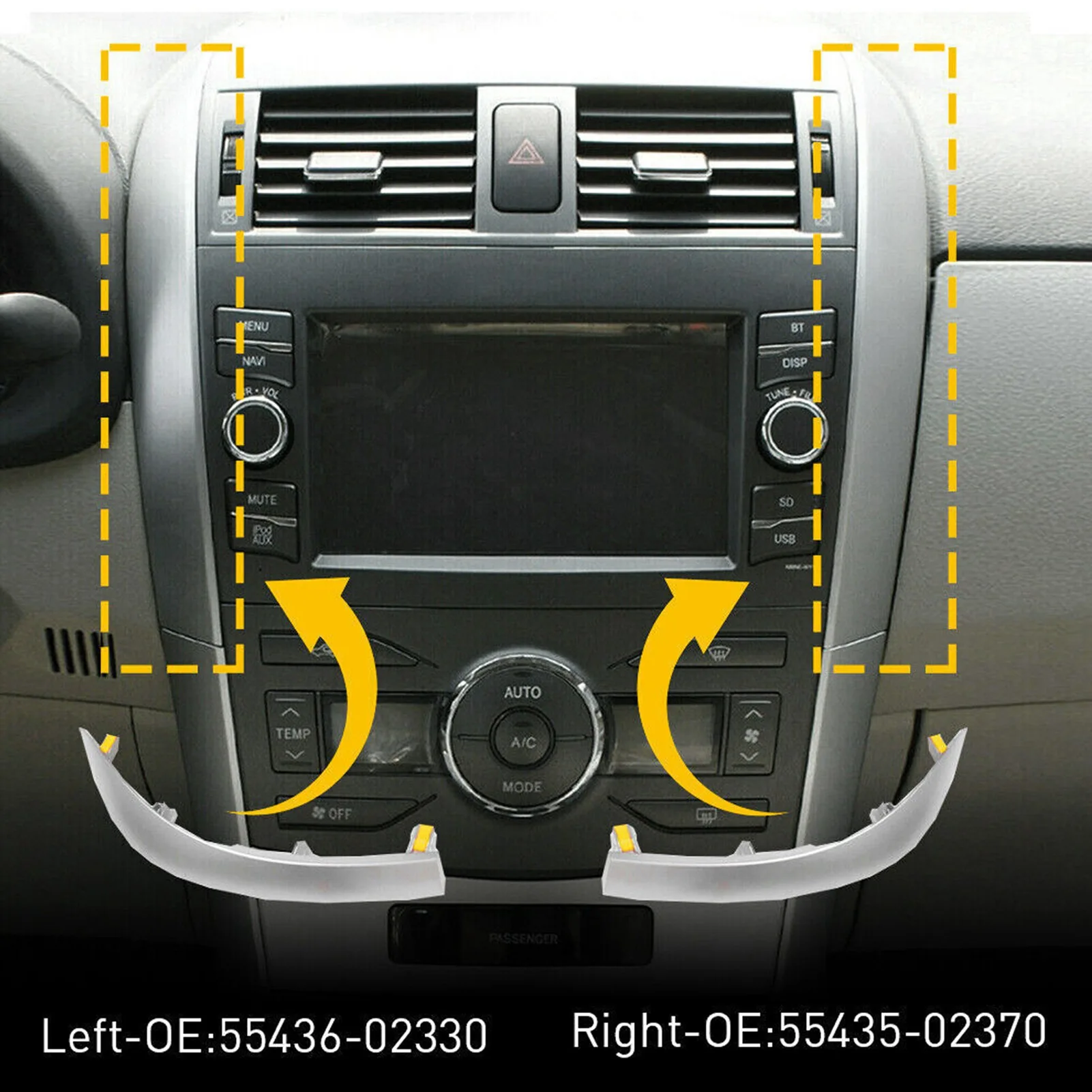 

5543602330 5543502370 Central Dashboard Trim Strip Left Right For Toyota Corolla 2009-2013 Air Vent Pannel 1 Pair