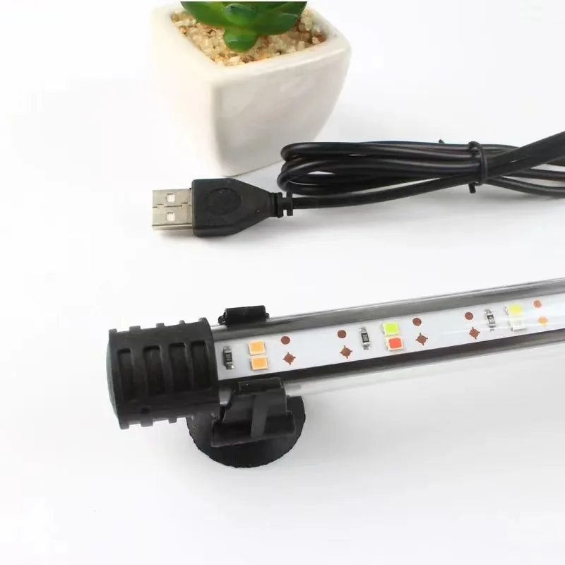 17-47cm 수족관 LED 조명 잠수정 무드 램프 USB 방수 물고기 탱크 장식 식물 성장 조명 액세서리 110-240V