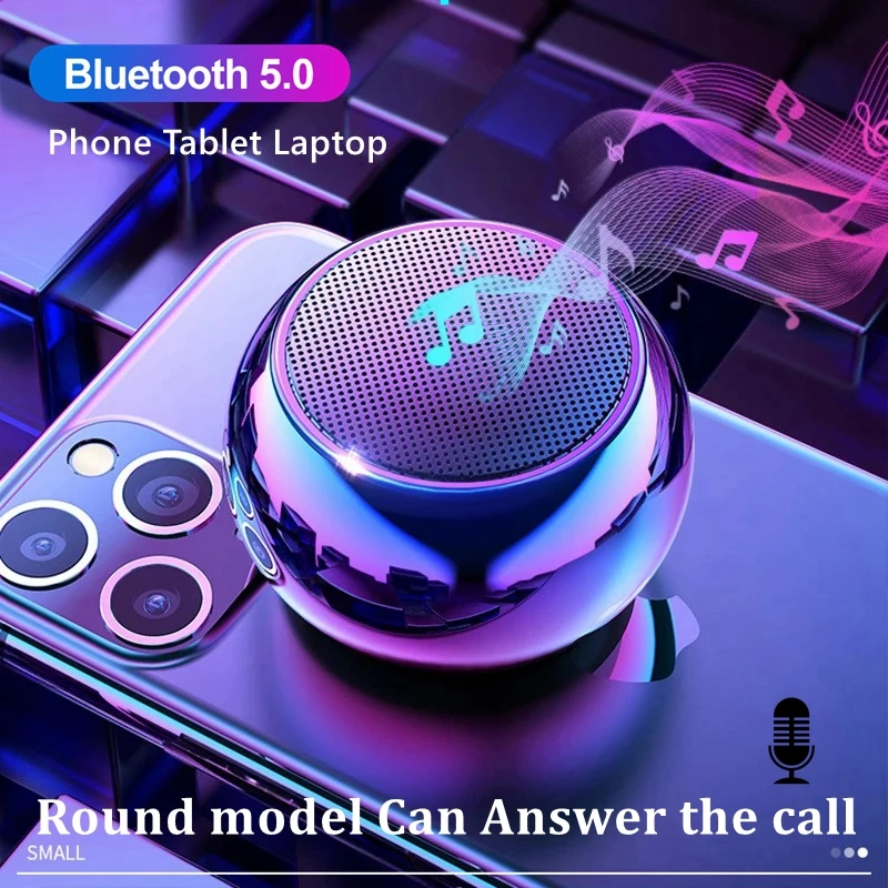 

Mini Bluetooth Speaker with Mic, TWS Wireless Sound Box HiFi Music Cell Phone Tablet Metal Loud Speaker Sport Portable Subwoofer