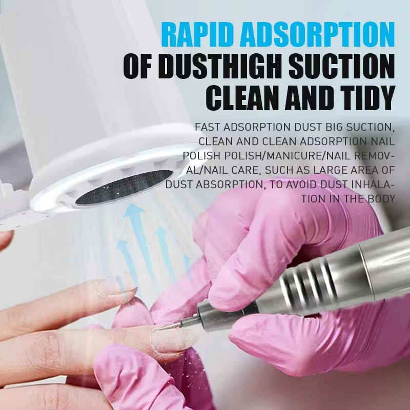 Nail Art Lighting Vacuum Cleaner, 4 White Holder Tools, High-End Superior Suction, Quiet, Commercial Nail Salon 2
