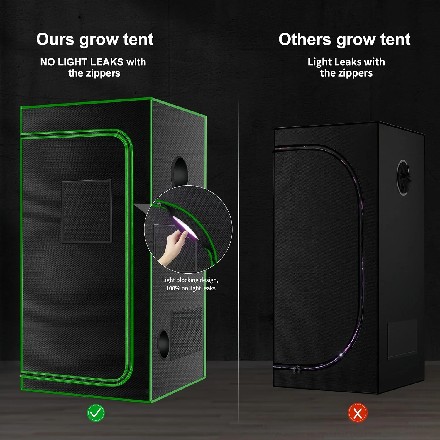 Premium Grow Tent, 16"x16"x48" High Reflective Mylar with Multi-Chamber and Floor Tray for Hydroponic Houseplants