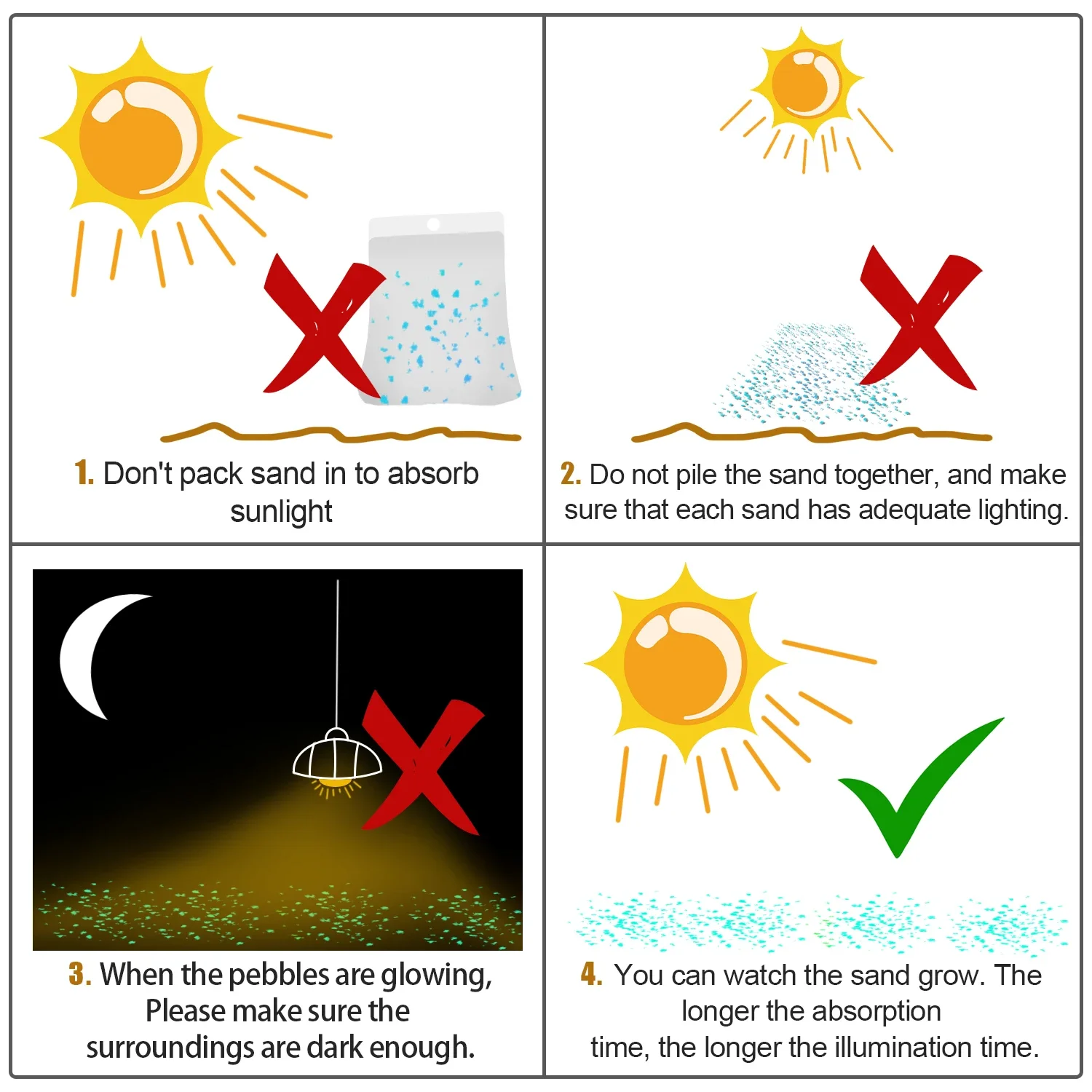 Sabbia Luminosa 4 Colori 10g Ciascuno - Riutilizzabile, Per Acquari, Decorazioni, Bottiglie Dei Desideri - Foto 7