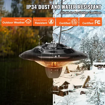 VEVOR Hanging Patio Heater 1500W with 23.6 inch Pull Cord And 20 inch Adjustable Chain for Porch Patio Dining Room Studio 4