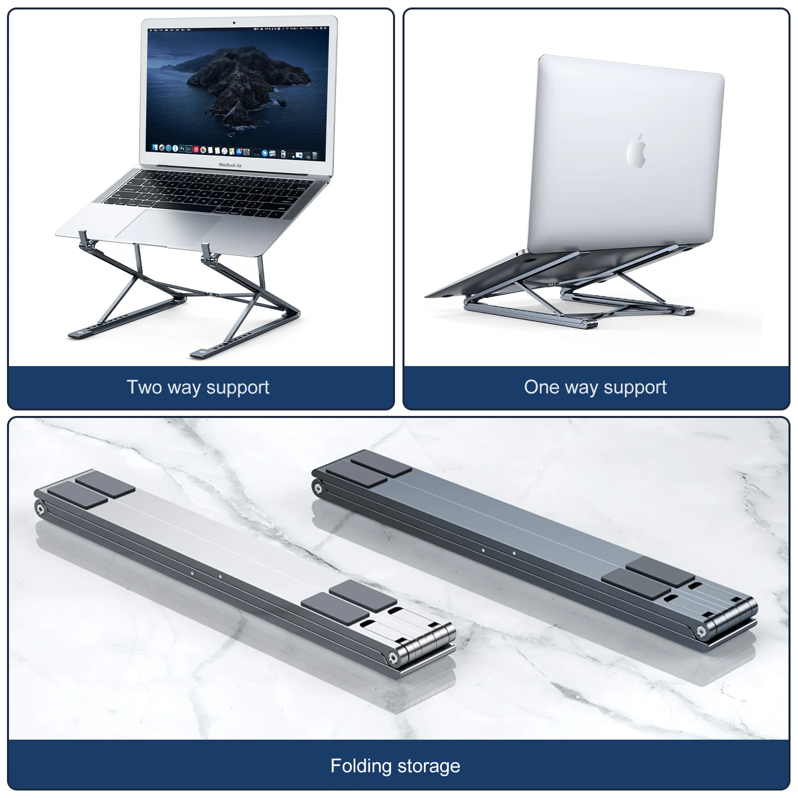 Oatsbasf-suporte Ajustável do Portátil Alumínio Macbook Air Pro Dell Tablet Notebook Stand Cooling Pad Base Suporte Portátil Dobrável - Imagem 5