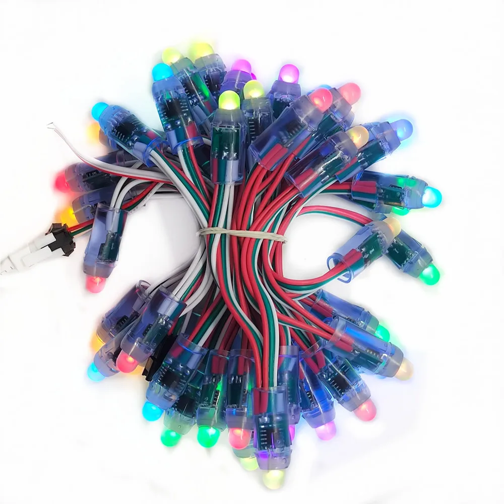 

50 шт. 5 в постоянного тока WS2811 ИС RGB полноцветный светодиодный цифровой пиксель светильник 12 мм светодиодный модуль IP68 Водонепроницаемая Рождественская Строка светильник 4m/6,5 метра
