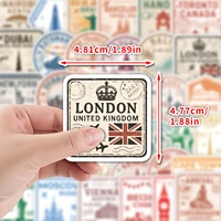 50PCS Travel Stamp Stickers Vintage Travel Stamp Stickers Retro Waterproof Vinyl Decals for Scrapbook Water Bottle Journal 6
