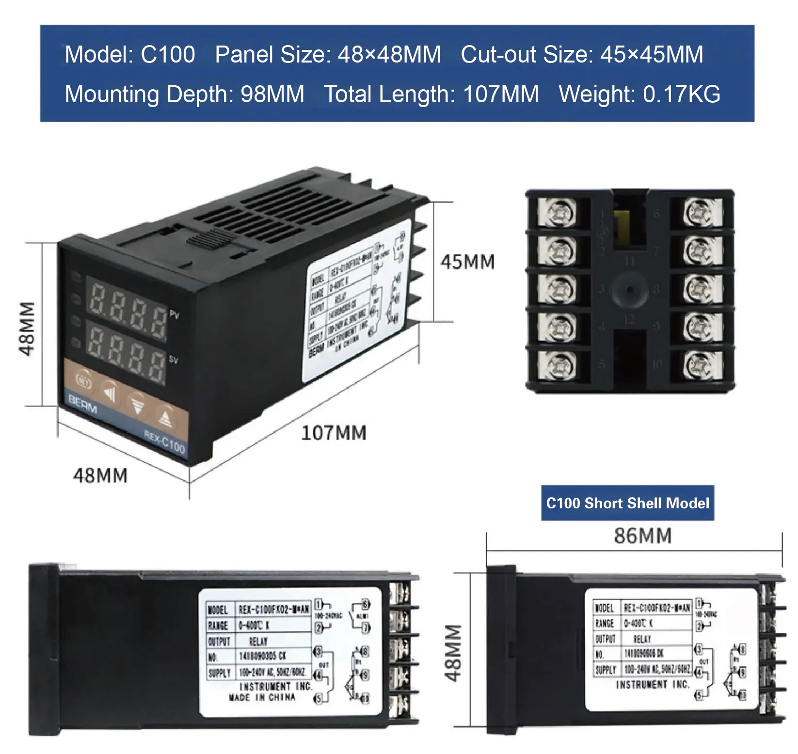 REX-C900 Digital PID Temperature Controller Industrial SSR Relay Output Intellig