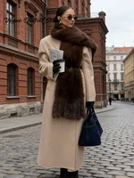 Elegant Luxury Faux Fur Tassel Long Scarf Women Solid Warm All-match Chic Furry Muffler 2025 Winter Lady Street Scarves 2026 New