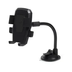 Universal 360° Rotation Car Phone Holder with Telescopic Arm for Dashboard and Windshield Mounting (Black)