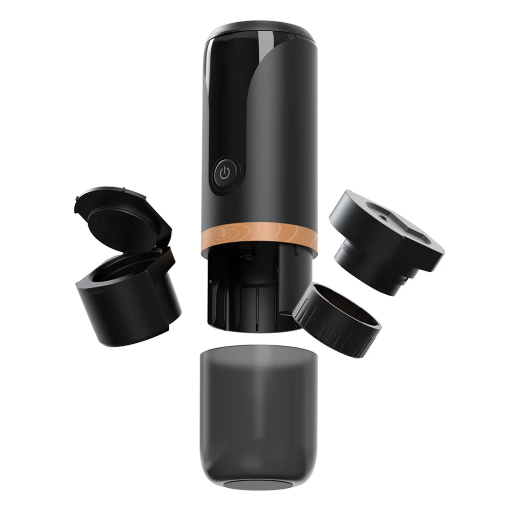 Portable Mini Espresso Machine, 12V/24V Rechargeable Car Coffee Maker