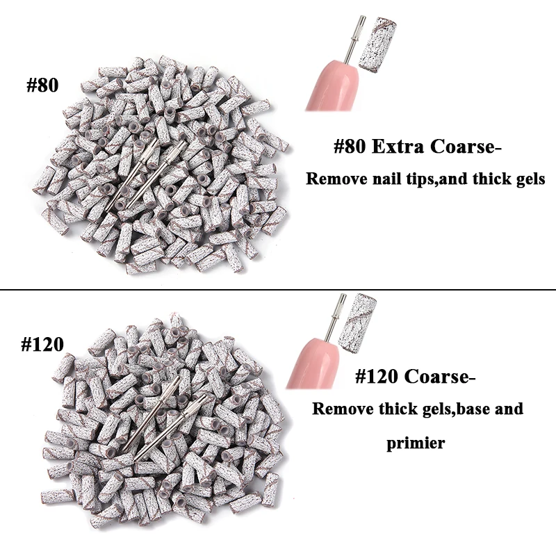 200개/박스 3MM 네일 샌딩 밴드(2개의 맨드렐 포함) 전동 네일 머신 액세서리 네일 광택 젤 폴리쉬 제거 도구