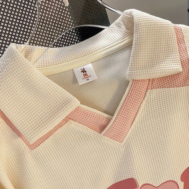 2024 New Extra Large Waffle Casual Sports Set Women's Design Feeling Slim and Elegant Top and Shorts