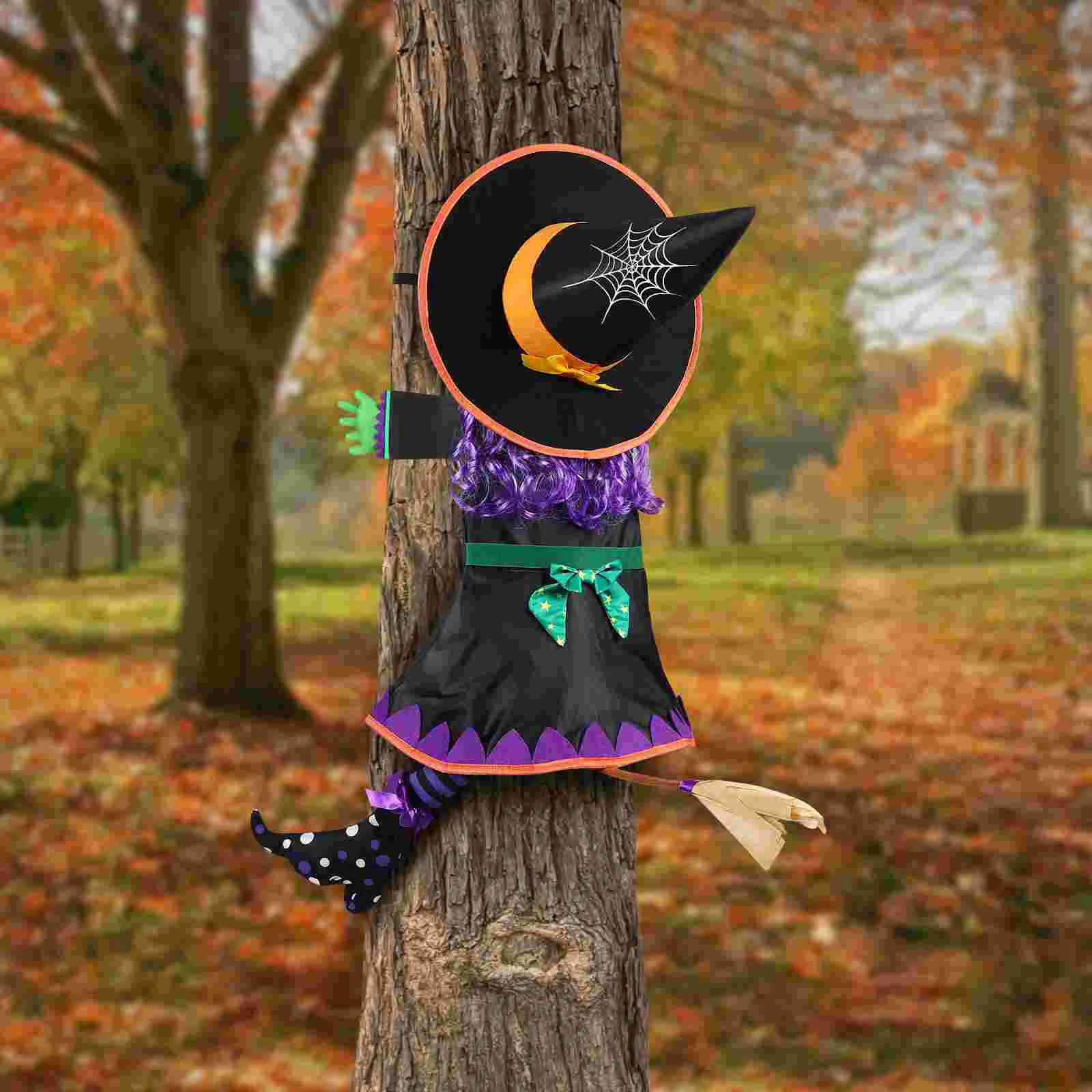 

IMIKEYA Crashing Witch into Tree Halloween Outdoor Yard Tree Decoration Halloween Hanging Garden Ornament