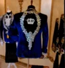 Luxury Metallic Beaded Velvet Wedding Suits For Men Customized Groom Tuxedos Male Prom Blazers Terno Masculinos Completo 3