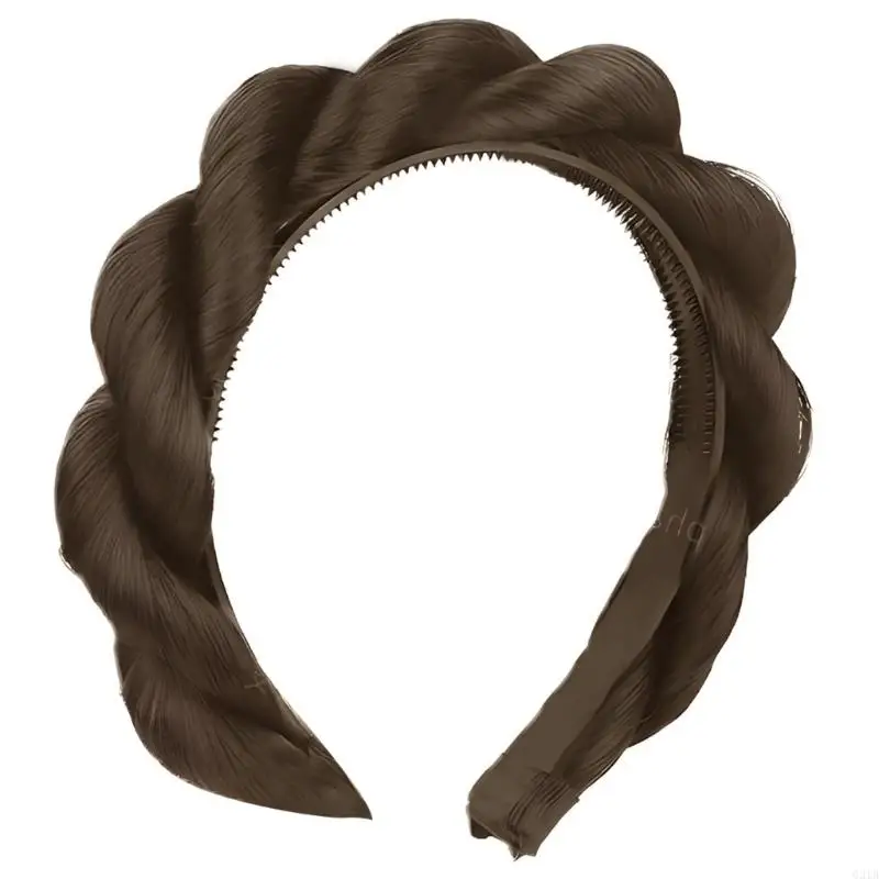 G2TB Girls Braided Hairband Hair Extensions Headband for Cosplay Street Photography Braided Bun Princess Coser