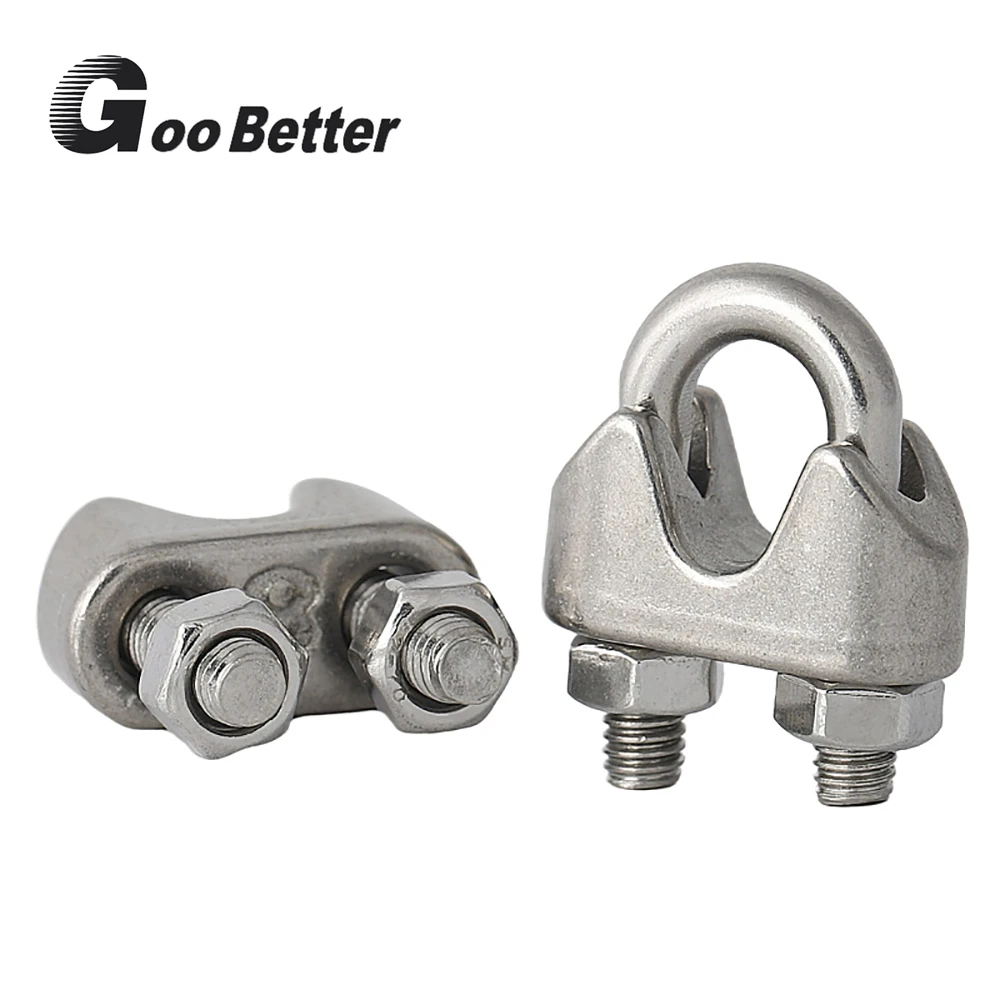 

1Pcs Wire Rope Clamp A2 304 Stainless Steel Heavy Duty Wire Rope Grips Clamp Cable Steel Metal Wire U Bolts Fixing 2mm -16mm