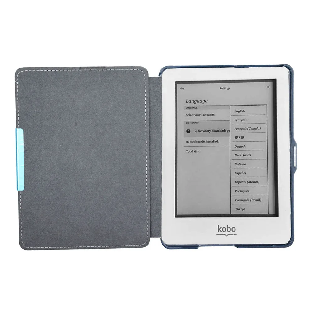 Hoesje voor Kobo Glo HD 6 inch model: N437 E-reader PU lederen hoes Kobo N437 klassieke luxe mode smart PU lederen hoes voor Kobo GLO HD N437 hoesje met Auto Sleep/Wake (blauw