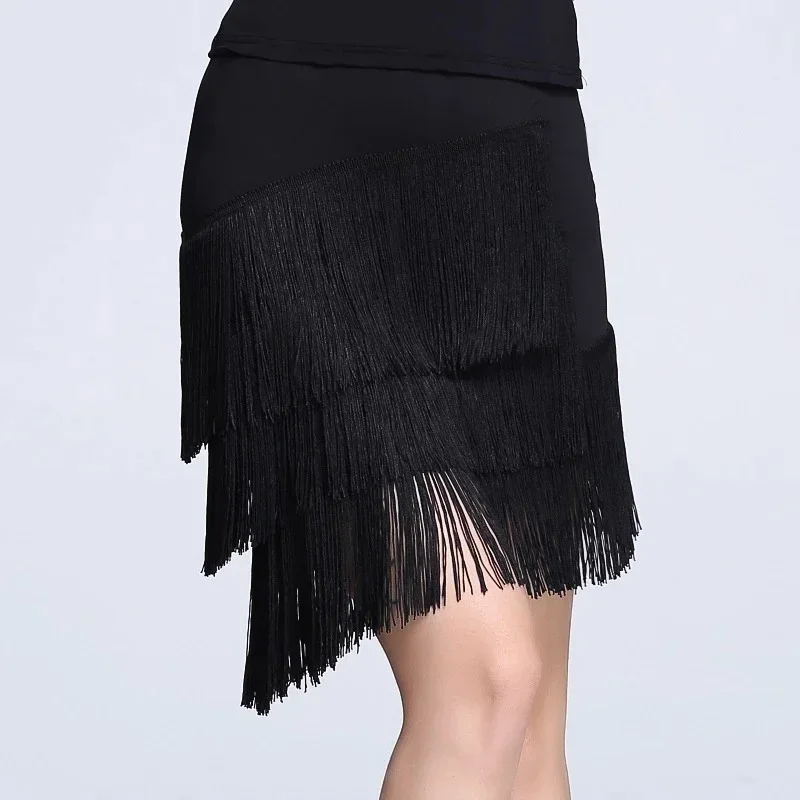 

Adult Latin Dance Skirt Women's Large Size Fringed Latin Skirt For Girls Cha Cha Rumba Samba Fringe Sexy Dance Practice Clothing