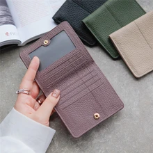 

Short Genuine Leather Women's Wallet hasp Coin Purses Female Fashion Hasp Luxury Thin Money Clip Card Holder Clutch Bag