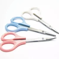 Stainless Steel Nose Hair Scissors Elbow Round Head Oblique Nose Hair Scissors Nose Hair Scissors with Protective Cover 1