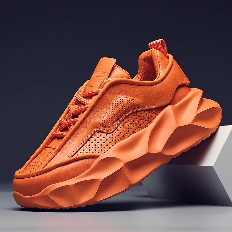 Men's Shoes 2023 Autumn New Soft Sole Sports Shoes Surface Cowhide Trend Thick Sole Comfortable Casual Shoes Women's Shoes 3